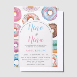 Watercolor Doughnut Nino o Nina Spanish Gender Rev Vellum Invitations