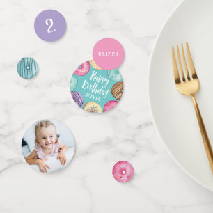 Watercolor Doughnut Personalized Birthday Party Confetti