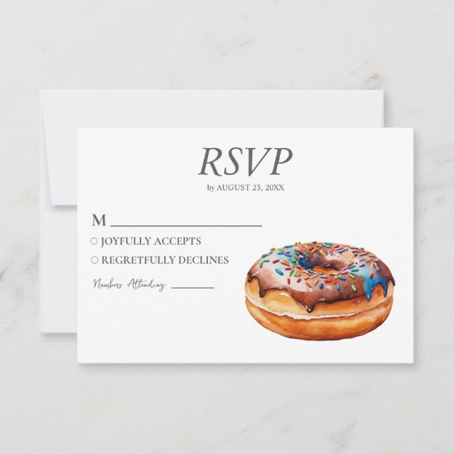 Watercolor Doughnut RSVP Card Wedding Sweet Doughn (Front)