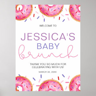 Watercolor Doughnuts Baby Girl brunch Poster