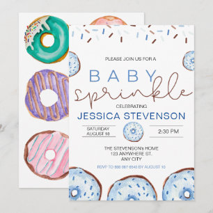 Watercolor Doughnuts Baby Sprinkle Shower  Invitation