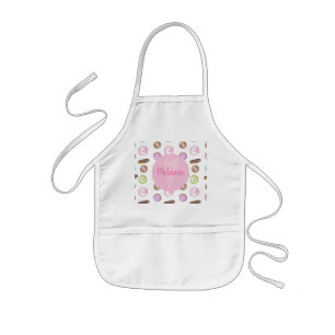 Watercolor Doughnuts Eclairs Name Kids Apron