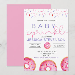 Watercolor Doughnuts girl Baby Sprinkle Shower  Invitation