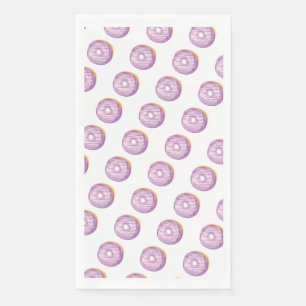 Watercolor Doughnuts Hand Painted Patterned Purple Napkin