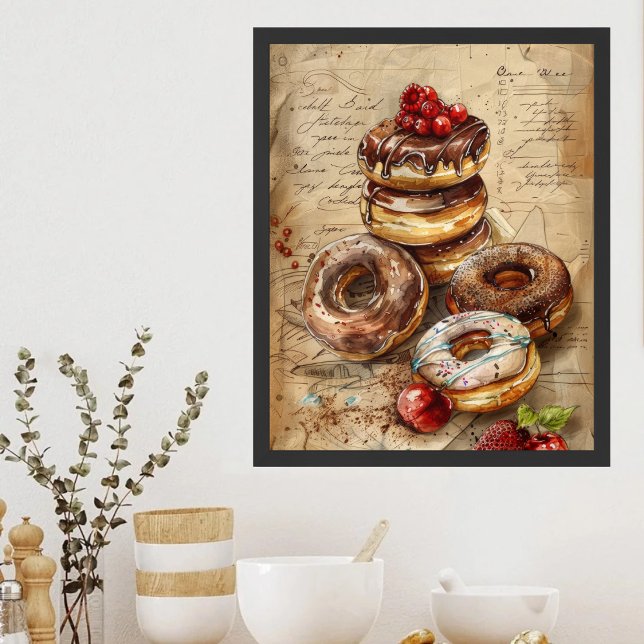Watercolor Doughnuts Nostalgic Dessert Art Poster (Creator Uploaded)