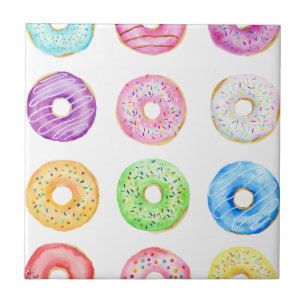 Watercolor doughnuts pattern tile