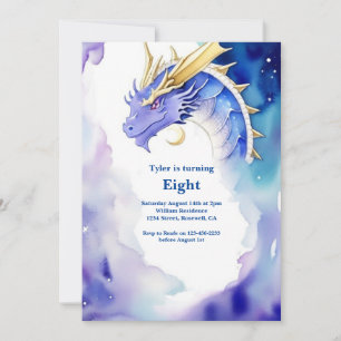 Watercolor Dragon Birthday Invitation