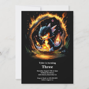 Watercolor Dragon Birthday Invitation