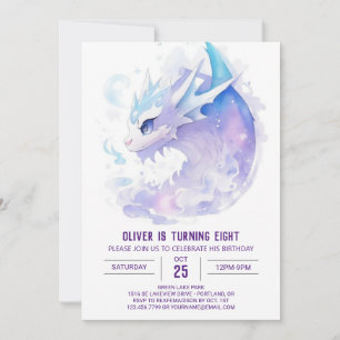 Watercolor Dragon Birthday Invitation
