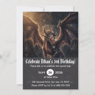 Watercolor dragon birthday invitations