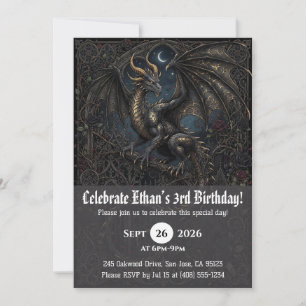 Watercolor dragon birthday invitations