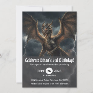 Watercolor dragon birthday invitations