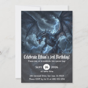 Watercolor dragon birthday invitations