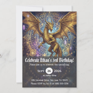 Watercolor dragon birthday invitations