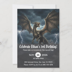Watercolor dragon birthday invitations