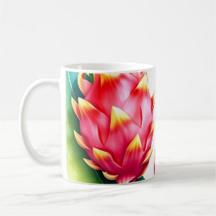 Watercolor Dragon Fruit in Bold Colours on White Coffee Mug