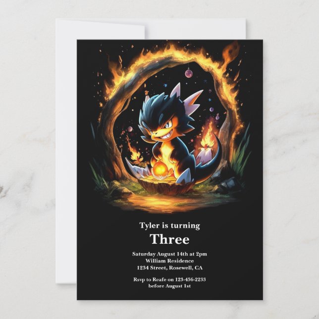 Watercolor Dragon Invitation Anniversaire (Devant)