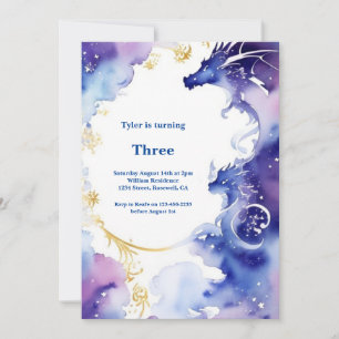 Watercolor Dragon Invitation Anniversaire