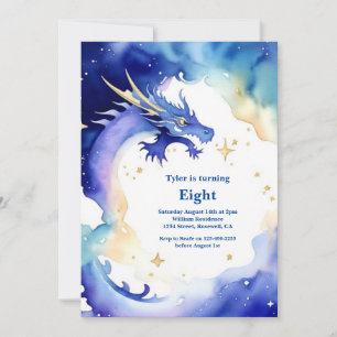 Watercolor Dragon Invitation Anniversaire