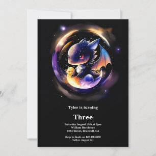 Watercolor Dragon Invitation Anniversaire