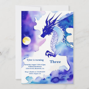 Watercolor Dragon Invitation Anniversaire