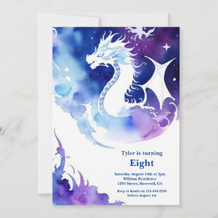 Watercolor Dragon Invitation Anniversaire