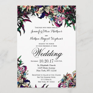 Watercolor Dragon Lys Wedding Invitations