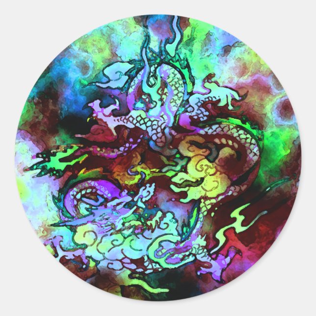 Watercolor Dragon Sticker #1 (Front)