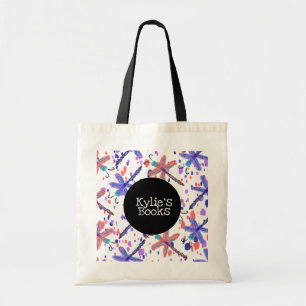 Watercolor Dragonflies Custom Library Books Tote Bag