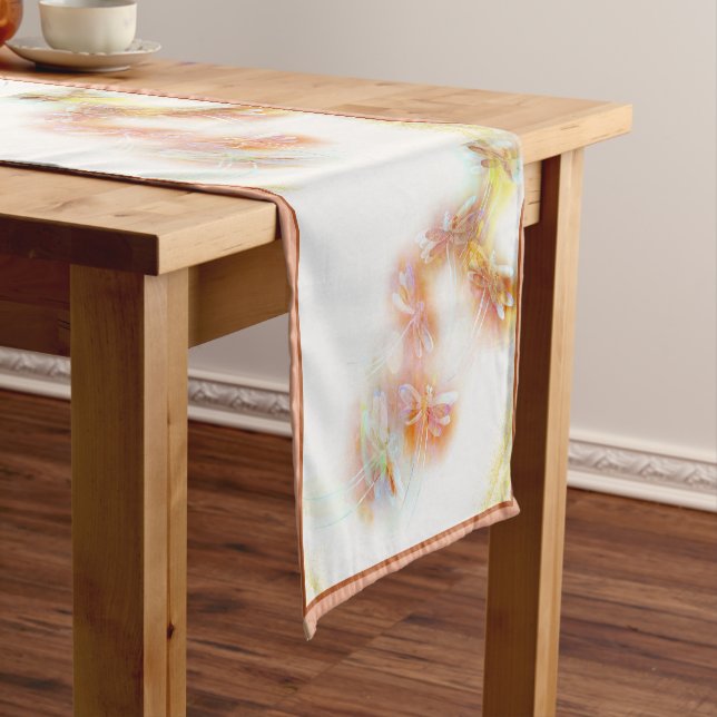 Watercolor dragonflies medium table runner (In Situ)