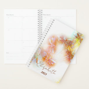 Watercolor dragonflies personalized, custom year planner