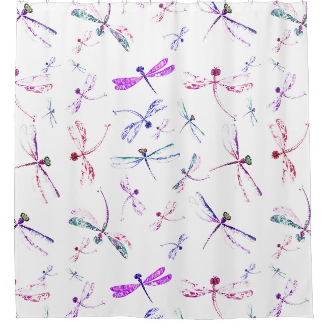 Watercolor Dragonflies Pink Lavender Blue White (Front)