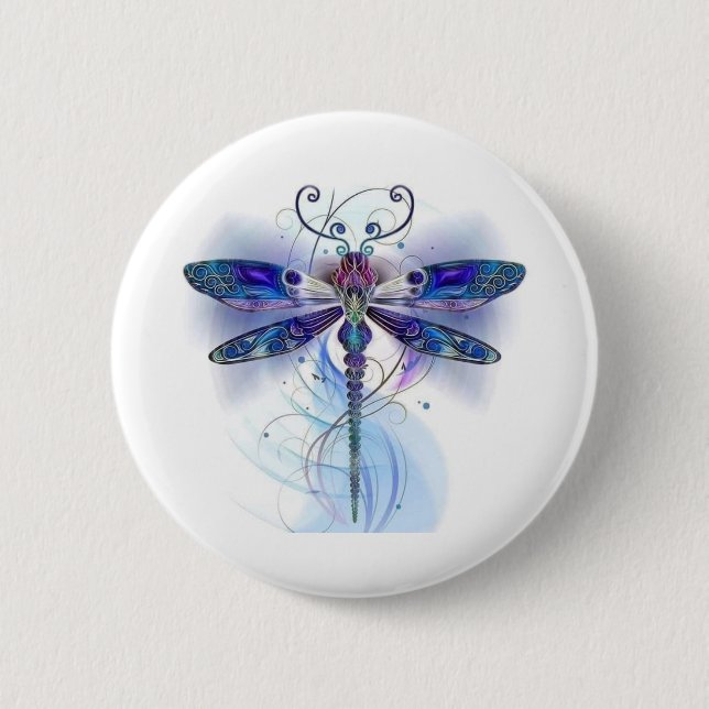 watercolor dragonfly art 2 inch round button (Front)