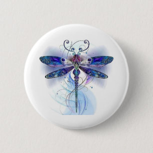 watercolor dragonfly art 2 inch round button