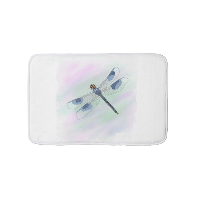 Watercolor Dragonfly Bath Mat (Front)