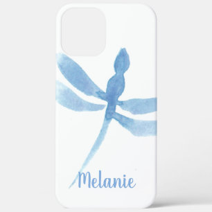 Watercolor Dragonfly Blue Monogrammed  iPhone 12 Pro Max Case