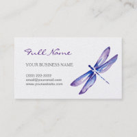 Watercolor Dragonfly Business Cards | Purple