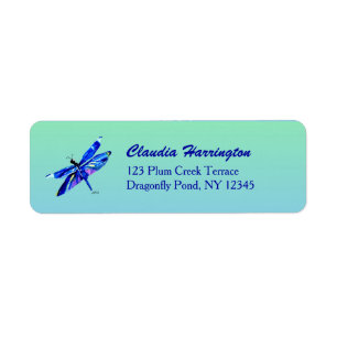 Watercolor Dragonfly Hand Drawn Vintage Address