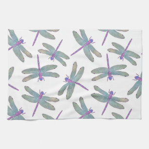 Watercolor Dragonfly Pattern Kitchen Towel