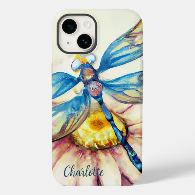 Watercolor Dragonfly, Personalize  Case-Mate iPhone Case (Back)