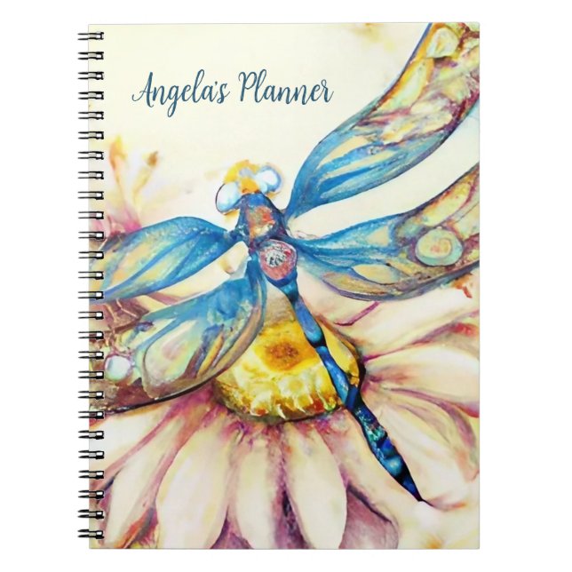 Watercolor Dragonfly, Personalize  Notebook (Front)