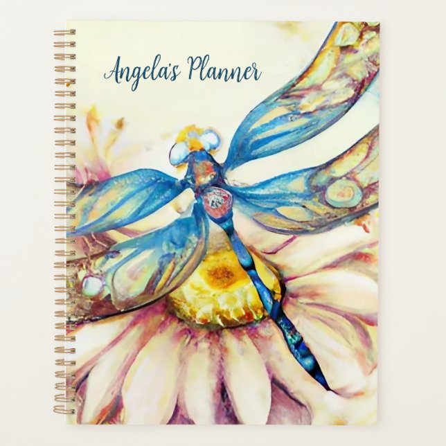 Watercolor Dragonfly, Personalize Planner (Front)