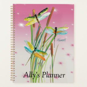 Watercolor Dragonfly Pink Personalized Planner