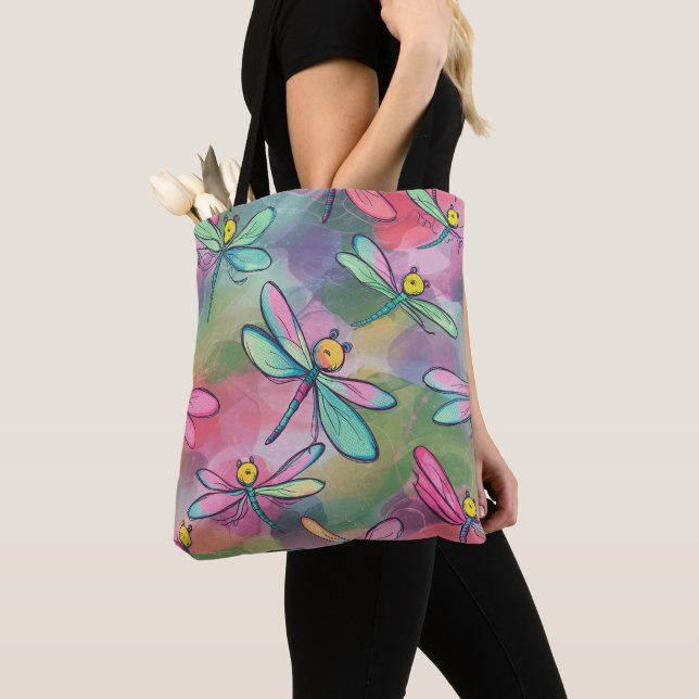Watercolor Dragonfly Tote Bag (Close Up)