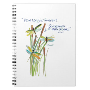 Watercolor Dragonfly with Lewis Carroll quote Notebook