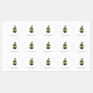 Watercolor drawing christmas gnome 