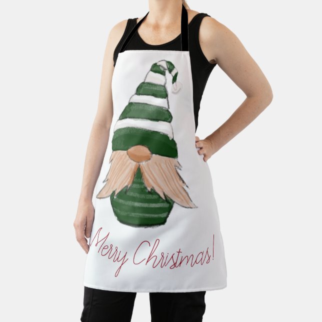 Watercolor drawing Christmas gnome  Apron (Insitu)