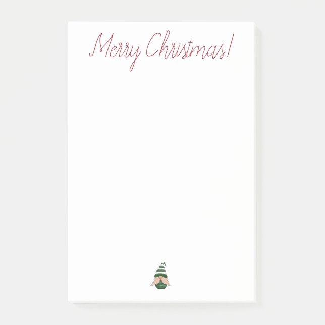 Watercolor drawing christmas gnome  post-it notes (Front)