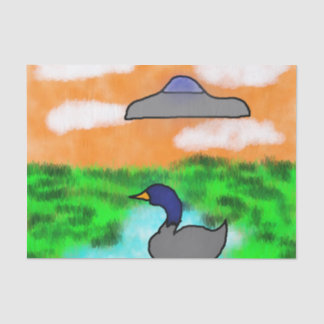 watercolor drawing goose extraterrestrial moment tissue paper