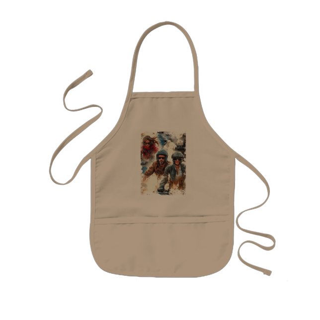 Watercolor drawing MotoBikers Kids Apron (Front)